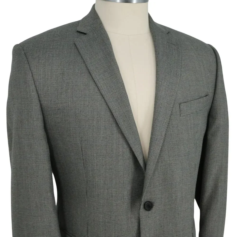 Lauren Ralph Lauren Sport Coat Mens 44R Gray Micro Check Jacket Lined Career